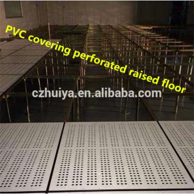 Perforated raised access floor with steel