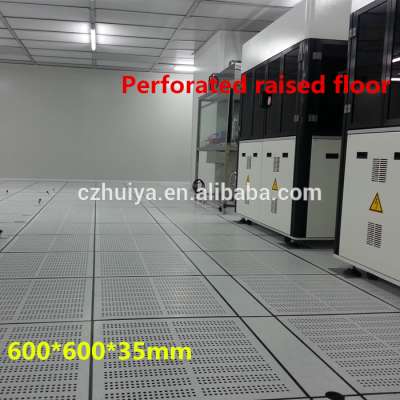 Perforated panel raised flooring